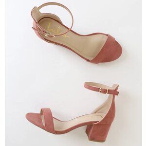 Lulus Harper Rusty Rose Suede Ankle Strap Heels Pink - Size 8.5